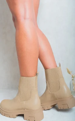 Khaki Ashley Chelsea Chunky Ankle Boots<IKRUSH Sale