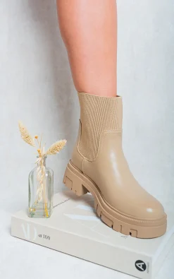 Khaki Ashley Chelsea Chunky Ankle Boots<IKRUSH Sale