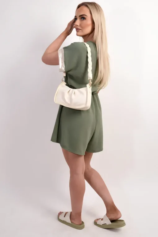 Khaki Davina Casual Cross Over Playsuit<IKRUSH Best