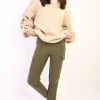 Khaki Eloisa Cargo Pocket Trouser with Drawstring<IKRUSH Hot