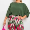 Khaki Fatima Oversized Batwing Sleeve Casual Tops<IKRUSH Sale