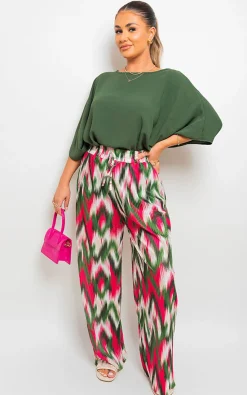 Khaki Fatima Oversized Batwing Sleeve Casual Tops<IKRUSH Sale