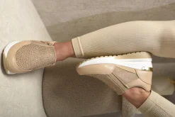 Khaki Judith Rhinestone Decor Zip Platform Trainers<IKRUSH Outlet