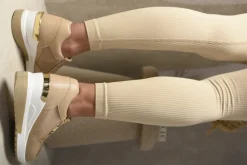 Khaki Judith Rhinestone Decor Zip Platform Trainers<IKRUSH Outlet