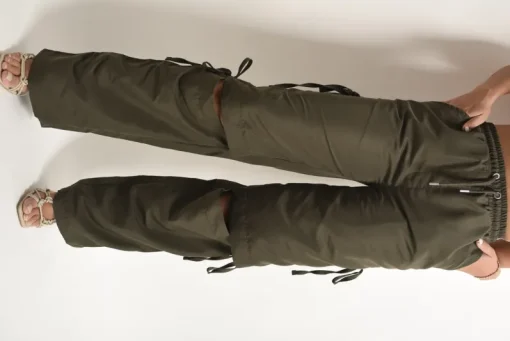 Khaki Mandy Knee Cut Out Cargo Trouser<IKRUSH Discount