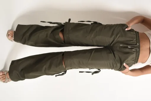 Khaki Mandy Knee Cut Out Cargo Trouser<IKRUSH Discount
