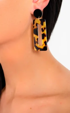 Leopard Lina Geometric Drop Earrings<IKRUSH Online