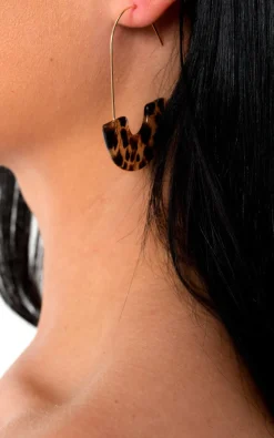 Leopard Philly Hook Hoop Pattern Earrings<IKRUSH Fashion