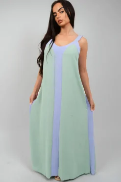 Lilac Bianca Two-Tone Sleeveless Cami Maxi Dress<IKRUSH Sale