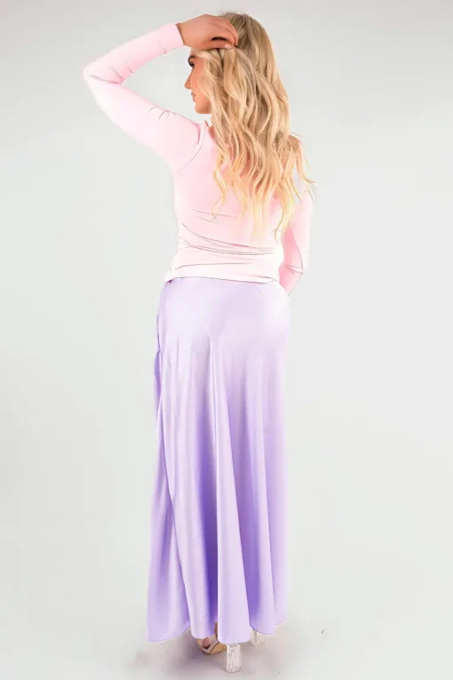 Lilac Estella Lightweight High Waisted Maxi Skirt<IKRUSH Hot