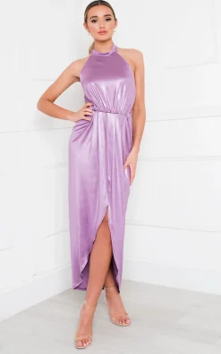 Lilac Serena Halterneck Backless Maxi Dress<IKRUSH Hot