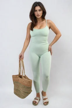 Mint Christina Sleeveless Bodycon Jumpsuit<IKRUSH Outlet