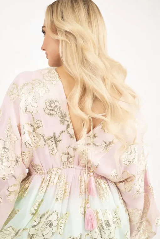 Mint Nalaya V Neck Long Sleeve Mini Dress with Metallic Tassel Detail<IKRUSH Best