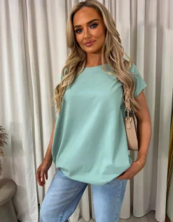 Mint Naomi Round Neck with Side Pockets Oversized Top<IKRUSH Online