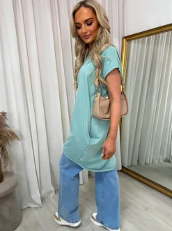 Mint Naomi Round Neck with Side Pockets Oversized Top<IKRUSH Online