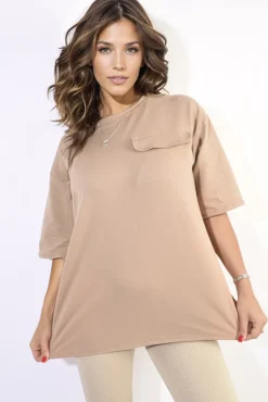 Mocha Camryn Oversized Cargo T-shirt<IKRUSH Sale