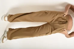 Mocha Faye Wide Leg Drawstring Waist Flap Pocket Trouser<IKRUSH Fashion