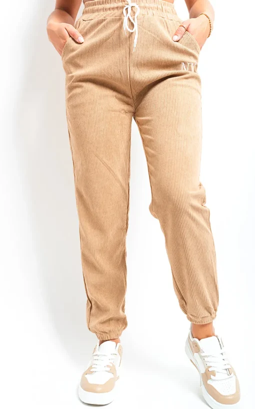 Mocha Noemi High Waisted Drawstring Trouser with Pockets<IKRUSH Outlet