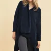 Navy Lydia Open Front Long Back Knitted Cardigan<IKRUSH Fashion