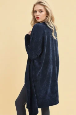 Navy Lydia Open Front Long Back Knitted Cardigan<IKRUSH Fashion