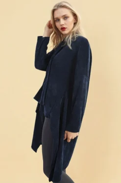 Navy Lydia Open Front Long Back Knitted Cardigan<IKRUSH Fashion
