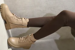 Nude Ariella Lace Up Buckle Chunky Combat Boots<IKRUSH Best