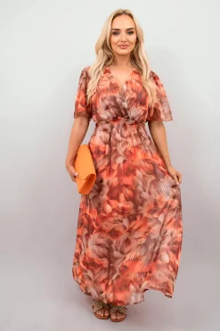 Orange Emmy Wrap Floral Print Maxi Dress<IKRUSH Outlet