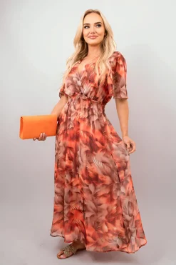 Orange Emmy Wrap Floral Print Maxi Dress<IKRUSH Outlet