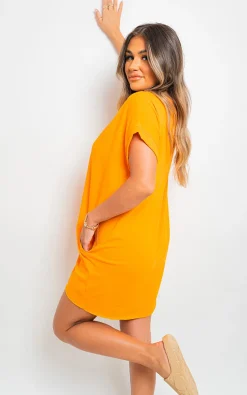Orange Esme Short Sleeve with Front Pockets Top<IKRUSH Discount