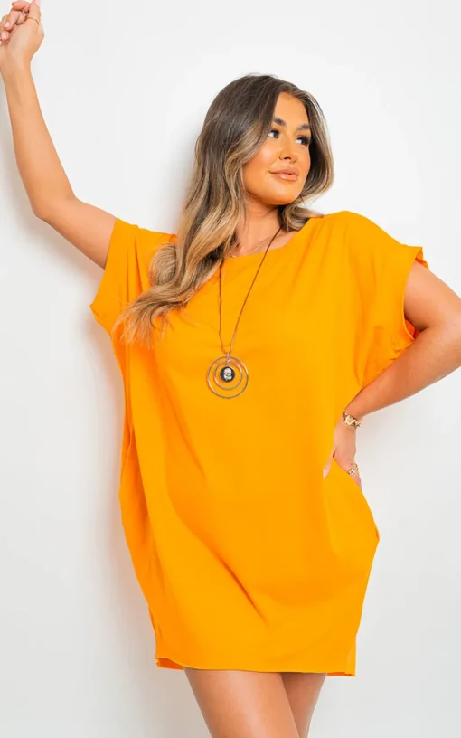 Orange Esme Short Sleeve with Front Pockets Top<IKRUSH Discount