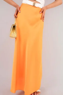 Orange Estella Lightweight High Waisted Maxi Skirt<IKRUSH Best