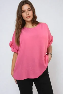 Pink Alexandra Frill Sleeve Top<IKRUSH Hot