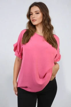 Pink Alexandra Frill Sleeve Top<IKRUSH Hot