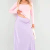 Pink Danna Square Neckline Long Sleeve Top<IKRUSH Online