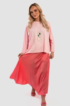 Pink Emmy Casual Long Sleeve Loose Fit Top<IKRUSH New
