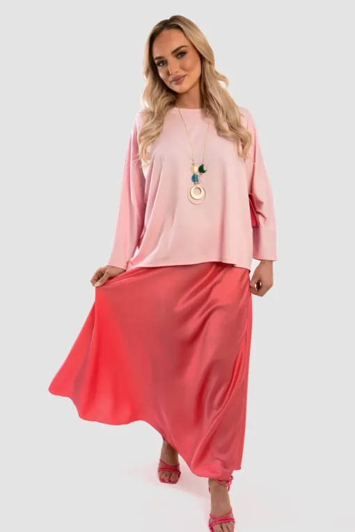 Pink Emmy Casual Long Sleeve Loose Fit Top<IKRUSH New