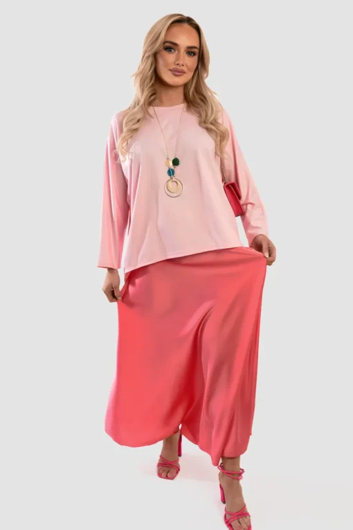 Pink Emmy Casual Long Sleeve Loose Fit Top<IKRUSH New