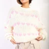 Pink Kathryn Heart Pattern Knitted Jumper<IKRUSH Sale