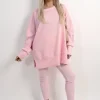 Pink Romina Long Sleeve Side Split Sweatshirt & Leggings Co-ord Set<IKRUSH Clearance