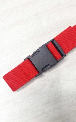 Red Ally Fabric Buckle Belt<IKRUSH Fashion