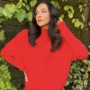 Red Janiyah Turtle Neck Longline Knitted Jumper<IKRUSH Online