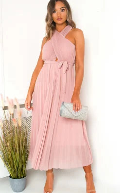 Rose Ryanna Pleated Crossover Maxi Dress<IKRUSH Fashion