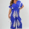 Royal blue Romina Printed Cross Front Wide Leg Jumpsuit<IKRUSH Clearance