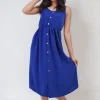 Royal Regina Button Front Strappy Midi Dress<IKRUSH Online