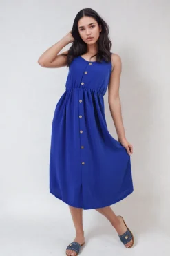 Royal Regina Button Front Strappy Midi Dress<IKRUSH Online