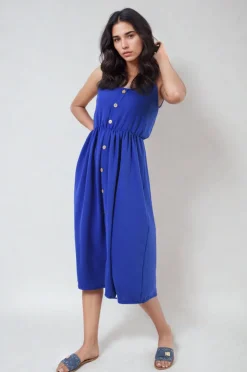 Royal Regina Button Front Strappy Midi Dress<IKRUSH Online