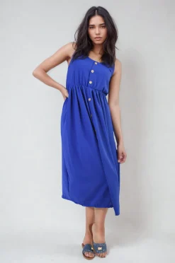 Royal Regina Button Front Strappy Midi Dress<IKRUSH Online