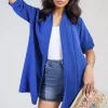 Royal Vivian Open Front Roll Up Sleeve Cardigan<IKRUSH Hot