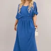 Royal Zamara V Neck Short Sleeve Maxi Dress with Button Detail<IKRUSH Outlet