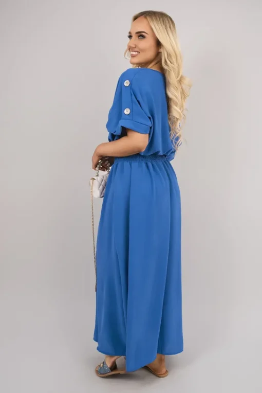 Royal Zamara V Neck Short Sleeve Maxi Dress with Button Detail<IKRUSH Outlet
